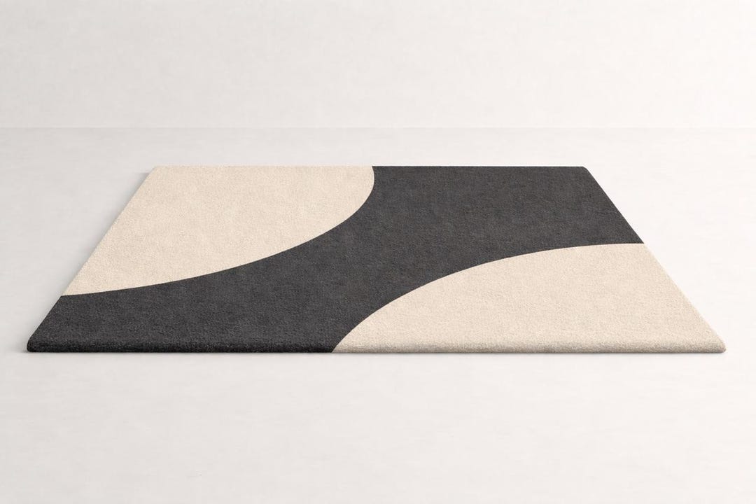 Hand Tufted Wool Rug, Minimalist Geometric Design, Modern Living Room ...