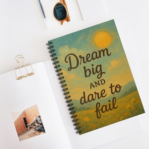 Motivational Journal | Spiral Notebook for Students | Dream Big Affirmation Diary | Self-Care Gift, Back to School Notebook