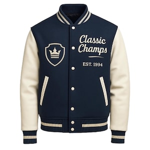 Luxury Classic Champs Varsity Jacket | Premium Wool & Leather Letterman Coat | Custom Gift
