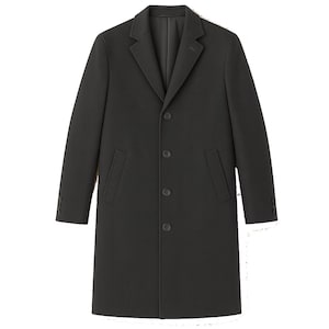 Men’s Grey Charcoal Wool Overcoat | Classic Long Winter Coat | Formal Business Wool Coat | Stylish Warm Outerwear for Men