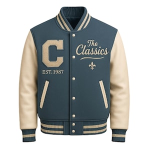 Embroidered Wool Varsity Jacket: &#39;The Classics&#39; Letterman Coat