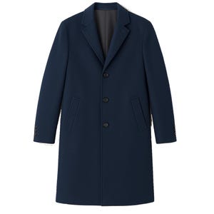 Navy Blue Wool Overcoat: Classic Single Breasted Winter Coat