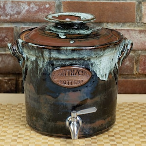 Steingut Kombucha Topf mit Deckel und Zapfen - 1 + Gallone