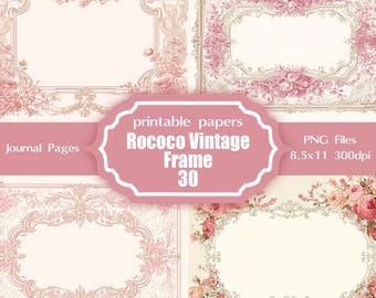 Zestaw ramek w stylu rokoko, vintage i barokowym | Elegancka, drukowana, dekoracyjna ramka | Antyczna pastelowa ramka z kwiatowym wzorem | Pobierz plik PDF w formacie cyfrowym Shabby Chic