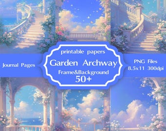 Zestaw cyfrowych grafik „Romantyczny łuk ogrodowy”: Kwiatowe wydruki balkonowe (pobierz plik PDF, ponad 50 obrazów PNG)