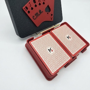 Custom 3D Printed Double Deck Playing Card Case | Personalized Initial Poker Box