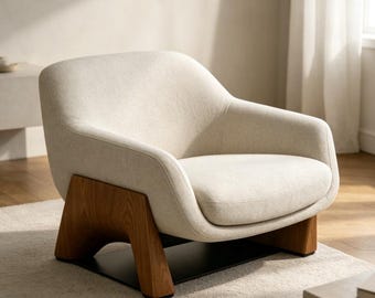 Accent Chair, Modern Lounge Chair, Upholstered Reading Chair with Solid Wood Frame, Minimalist Armchair for Living Room Bedroom