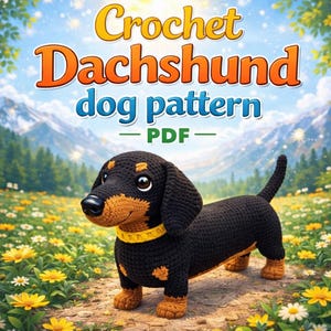 Patrón de perro salchicha a crochet (PDF) / Patrón de perro salchicha amigurumi / Lindo perro salchicha de peluche / Patrón de juguete de crochet fácil / Descarga instantánea