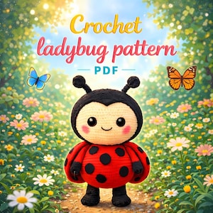 Patrón de muñeca de mariquita a crochet en PDF / Juguete de mariquita amigurumi / Patrón de peluche de insecto lindo / Tutorial de crochet para principiantes / Descarga instantánea