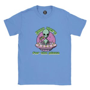 Aliens Are Just Here For The Pizza! retro tee, Pizza Lover gift shirt, UFO, Classic Unisex Crewneck T-shirt