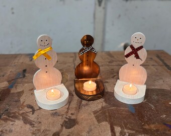 snowman tea light holder
