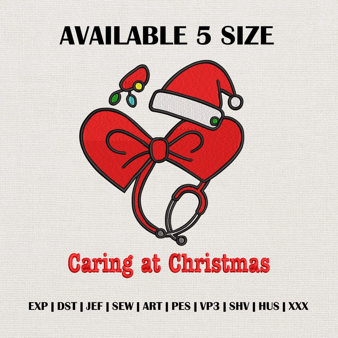 Caring at Christmas Embroidery Design, Nurse Doctor Holiday Machine ...