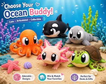 Articulated Ocean Desk Pets | 3D Printed Sea Creatures | Marine Animal Collection