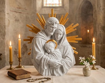 Holy Family Religious Statue | Christian Decor Gift | Catholic Sculpture | Modern 3D Printed Art