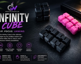 3D Printed Infinity Cube Fidget Toy, Articulated Desk Toy, Stress Relief, Pocket Friendly