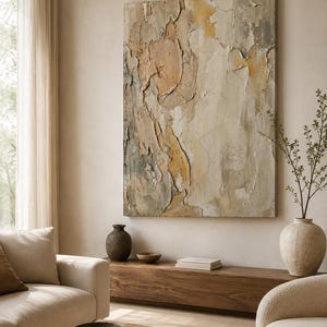 Textured Plaster Abstract Wall Art Earthy Neutral Minimalist Japandi Wabi Sabi Home Decor