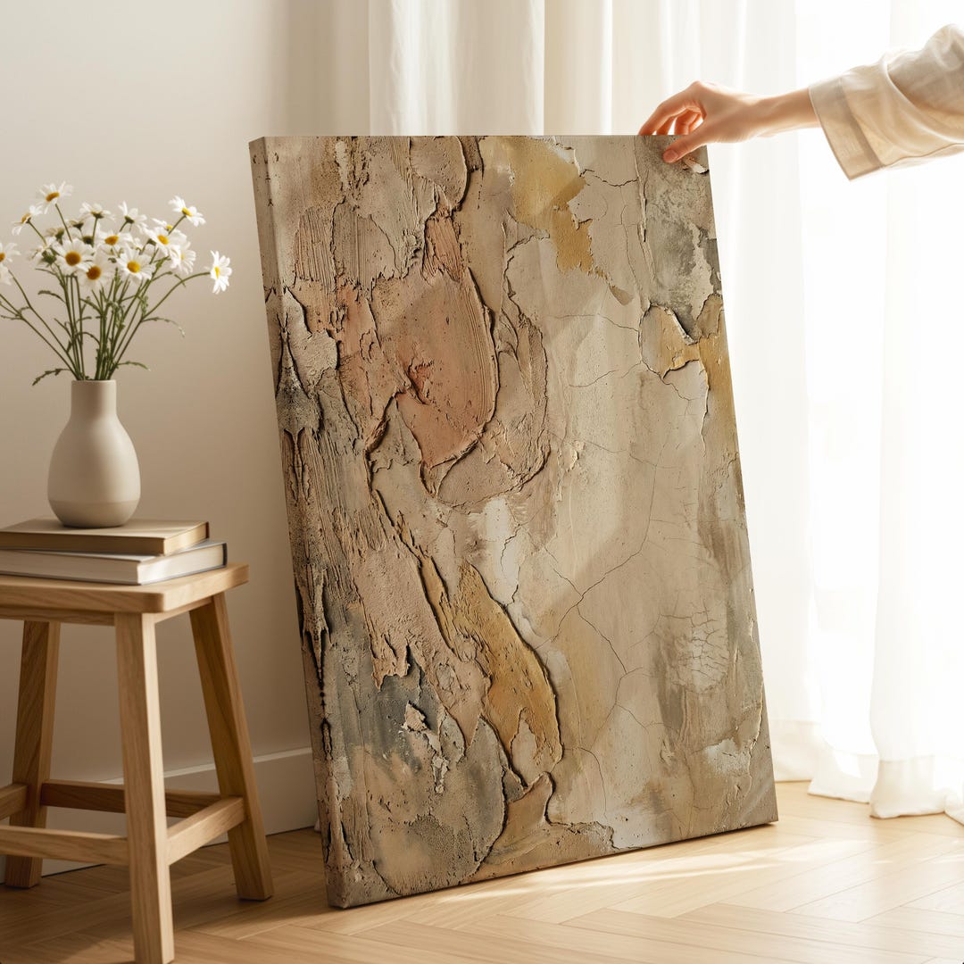 Textured Plaster Abstract Wall Art Earthy Neutral Minimalist Japandi ...