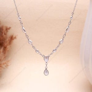 Freshwater Pearl Drop Necklace: Sterling Silver Bridal Jewelry