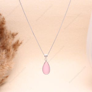 Rose Quartz Teardrop Necklace: Sterling Silver Pendant, Love Crystal