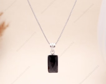 Black6 Oxidizes Rectangle Pendant Necklace: Sterling Silver Minimalist Jewelry