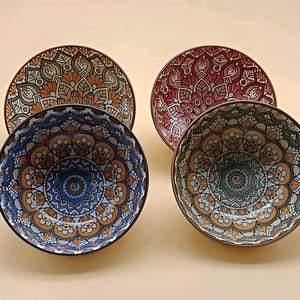 Handmade Ceramic Serving Bowls, Kitchen Accessories, Serving Bowl, Porcelain Kitchen Storage, Dining Decorative Round Bowls [ Pack of 4 ]