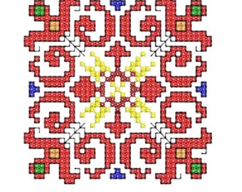 Broderie machine traditionnelle, point de croix, broderie folklorique