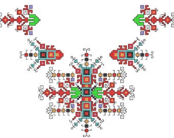 Broderie machine, point de croix, broderie folklorique