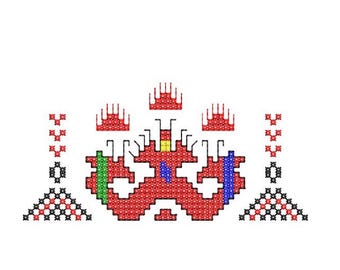 Broderie bulgare, Broderie machine, Point de croix