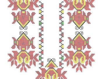 Broderie machine, point de croix, broderie folklorique