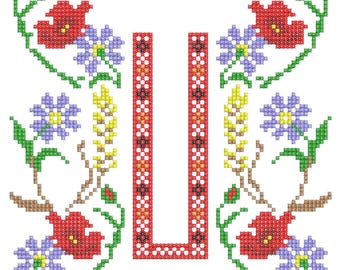 Broderie machine traditionnelle, point de croix, broderie folklorique