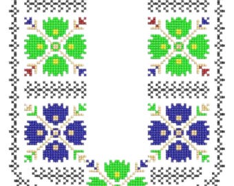 Broderie machine traditionnelle, point de croix, broderie folklorique