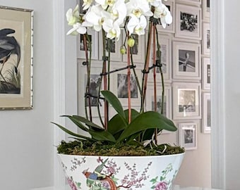 Large Hand-Painted Vintage Famille Rose Bowl, 15”