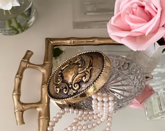 Vintage Silverplate & Cut Glass Jewelry Box | Ornate Vanity Decor