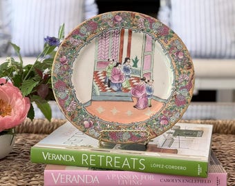 Vintage Famille Rose Figurative Plate
