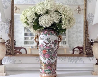 Vintage Chinese Export Rose Medallion Floor Vase, 19"
