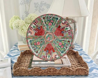 Large Vintage Chinese Rose Medallion Charger 14.25"