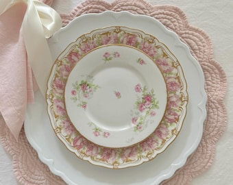 Antique Limoges Rose Dessert Plates Set of 6, Charles Field Haviland CHF1895