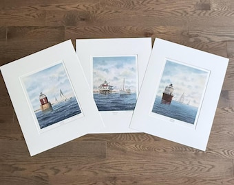 Franklin A. Saye Signed Limited Edition Lighthouse Print, 3 Available (Sold Individually with Custom Mat)