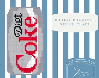 Digital Stitch Chart - Needlepoint Diet Coke Can - Sparkle - NDLPT