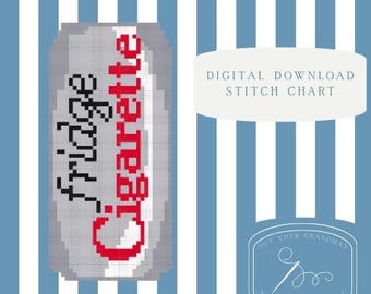 Digital Stitch Chart - Needlepoint Fridge Cigarette - Funny Diet Coke - Sparkle - NDLPT
