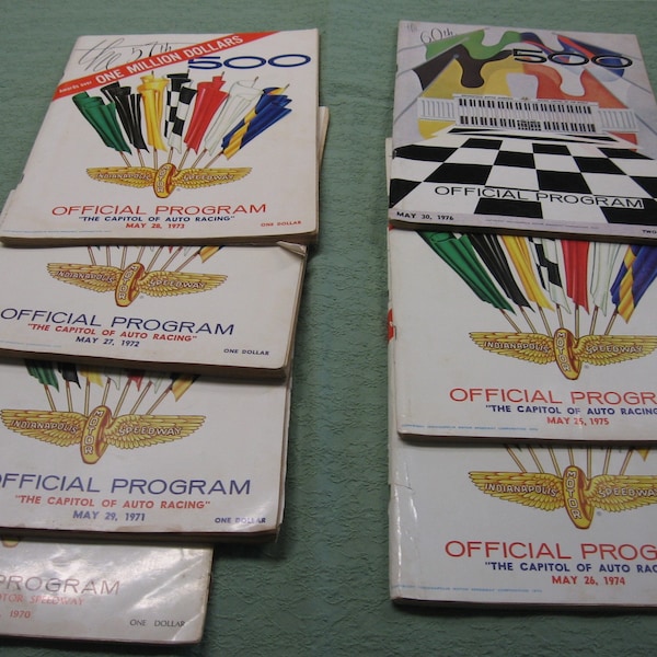Indianapolis 500 programs, 1973-1976, priced separately 1970, 1971 and 1972 sold