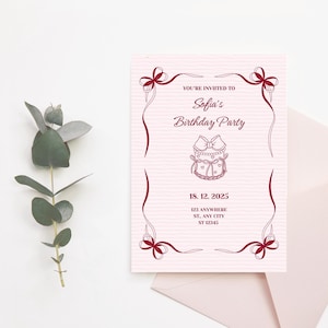 Elegante Geburtstagsfeier-Einladung: Bearbeitbare Vorlage (Digitaler Download)