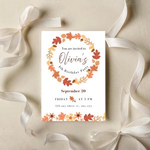 Invitación de cumpleaños de calabaza: invitación editable para fiesta de otoño (imprimible y editable)