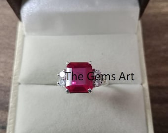 Natural Ruby Gemstone Ring | Certified 925 Sterling Silver Unisex Jewelry