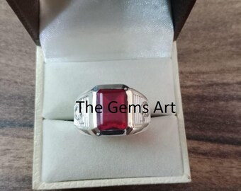 Elegant Ruby Stone Ring | Certified Sterling Silver Unisex Gemstone Ring