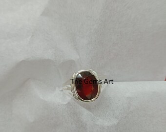 Anello fatto a mano con pietra preziosa di rubino certificata / Elegante gioiello unisex in argento sterling 925