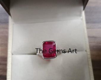 Natural Ruby Gemstone Ring | Certified 925 Sterling Silver Unisex Jewelry