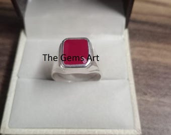 Handcrafted Red Ruby Gemstone Ring | Sterling Silver Unisex Design