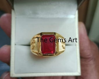 Certified Ruby Ring for Men & Women | Elegant 925 Sterling Silver Gold Plated Jewelry