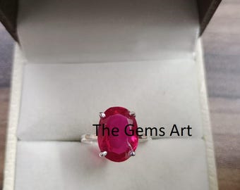 Natural Ruby Gemstone Ring | Certified 925 Sterling Silver Unisex Jewelry
